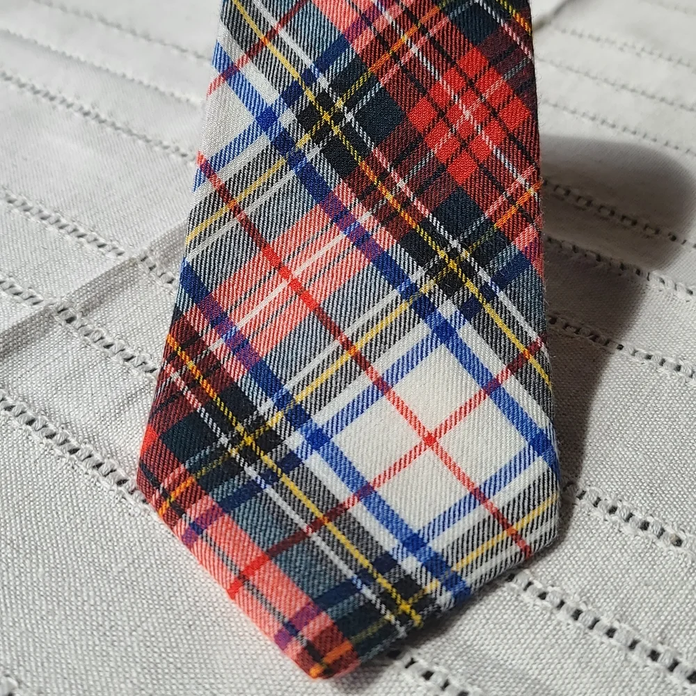 Viyella Vintage plaid tie Michelson's of London England made in Scotland - Picture 6 of 7